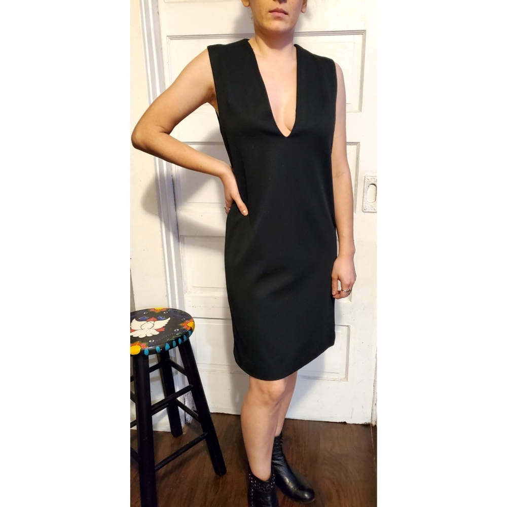 Vintage Black Deep V Dress